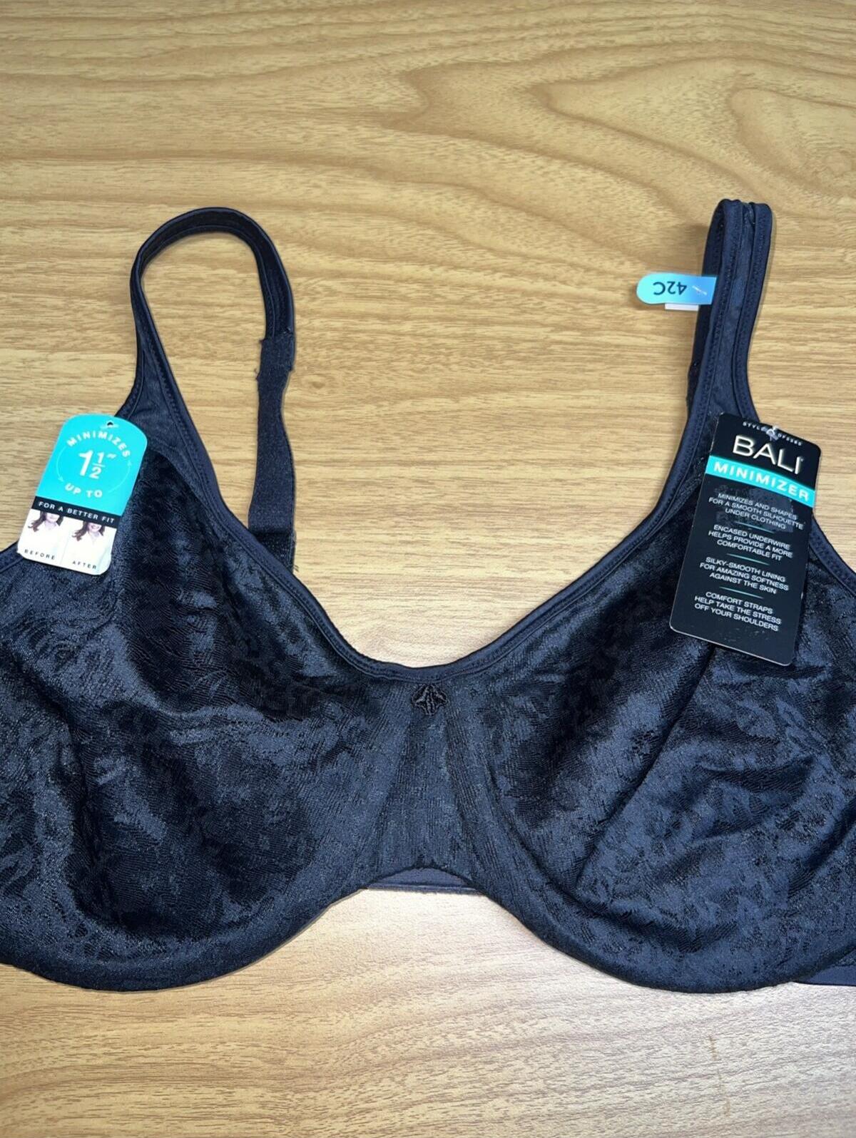 Bali Minimizer Black Lace Underwire Bra Df3385, 42c
